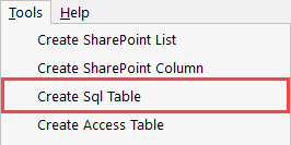Create a new SQL Table