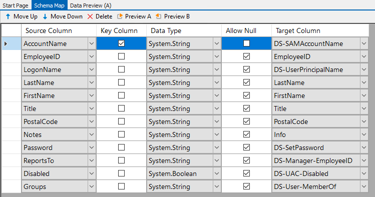 Add Users Schema Map