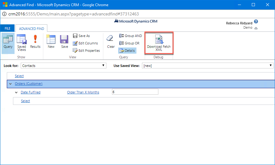 Dynamics CRM Advanced Find