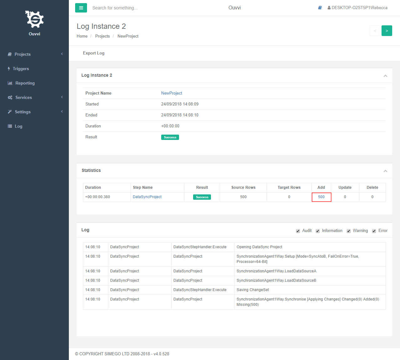 ChangeSet data