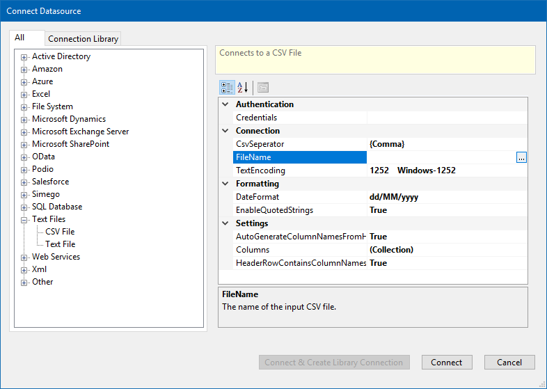 Connect CSV