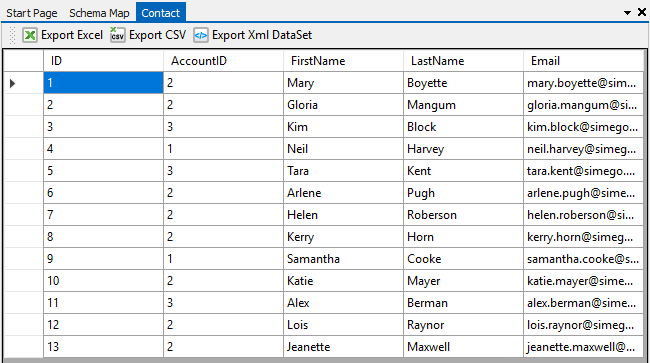 Contact Data Preview