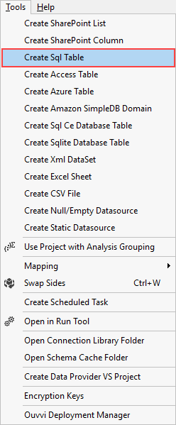 Create SQL Table