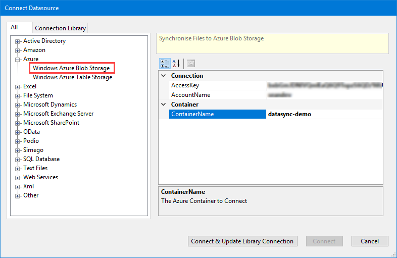 Connect to Azure Blob Storage