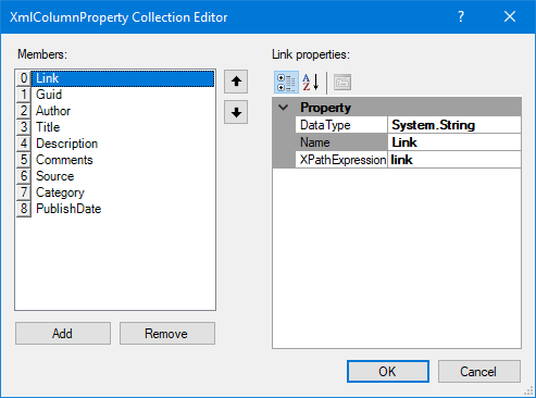 RSS/XML File Columns