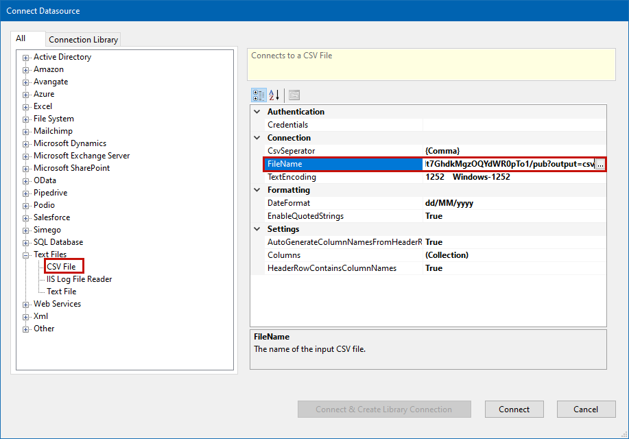 URL into CSV Connector