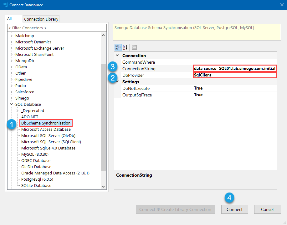 DB Schema SQL Connection