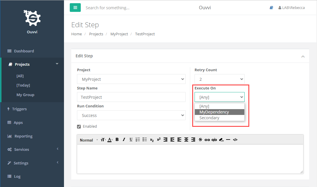 Configure Ouvvi Step