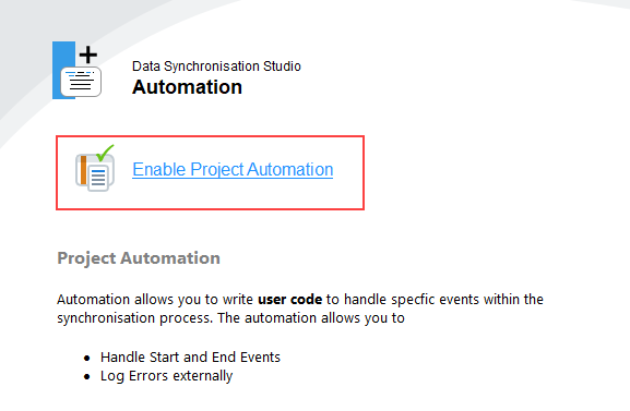 Enable Project Automation