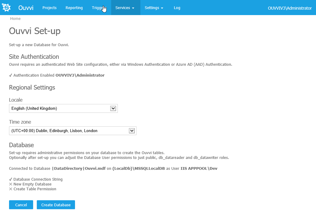 Ouvvi Database Setup