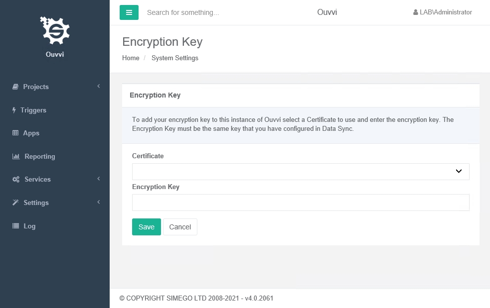 Add Encryption Key