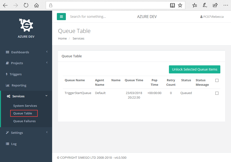 Queue Table