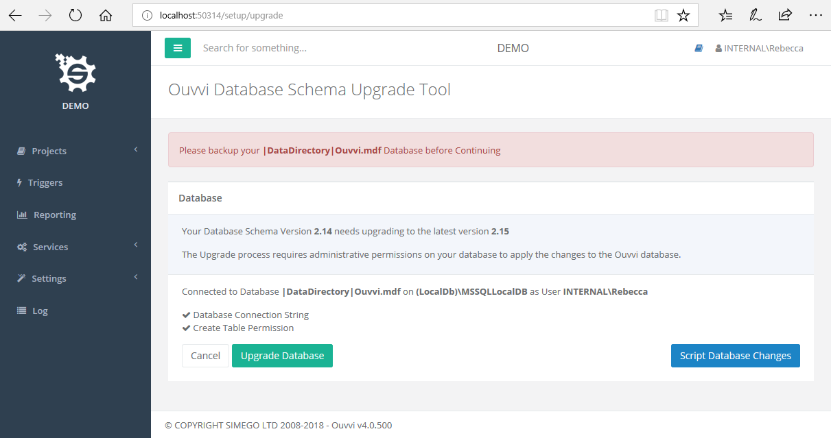 Schema Upgrade Tool