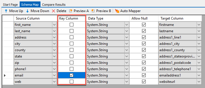 Select Key Column