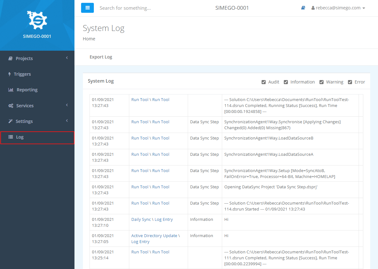 System Log