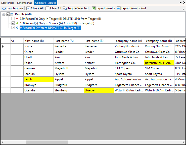 Compare Results - Updates