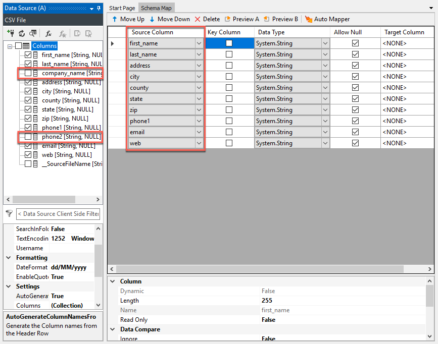 Unchecking Removes Fields